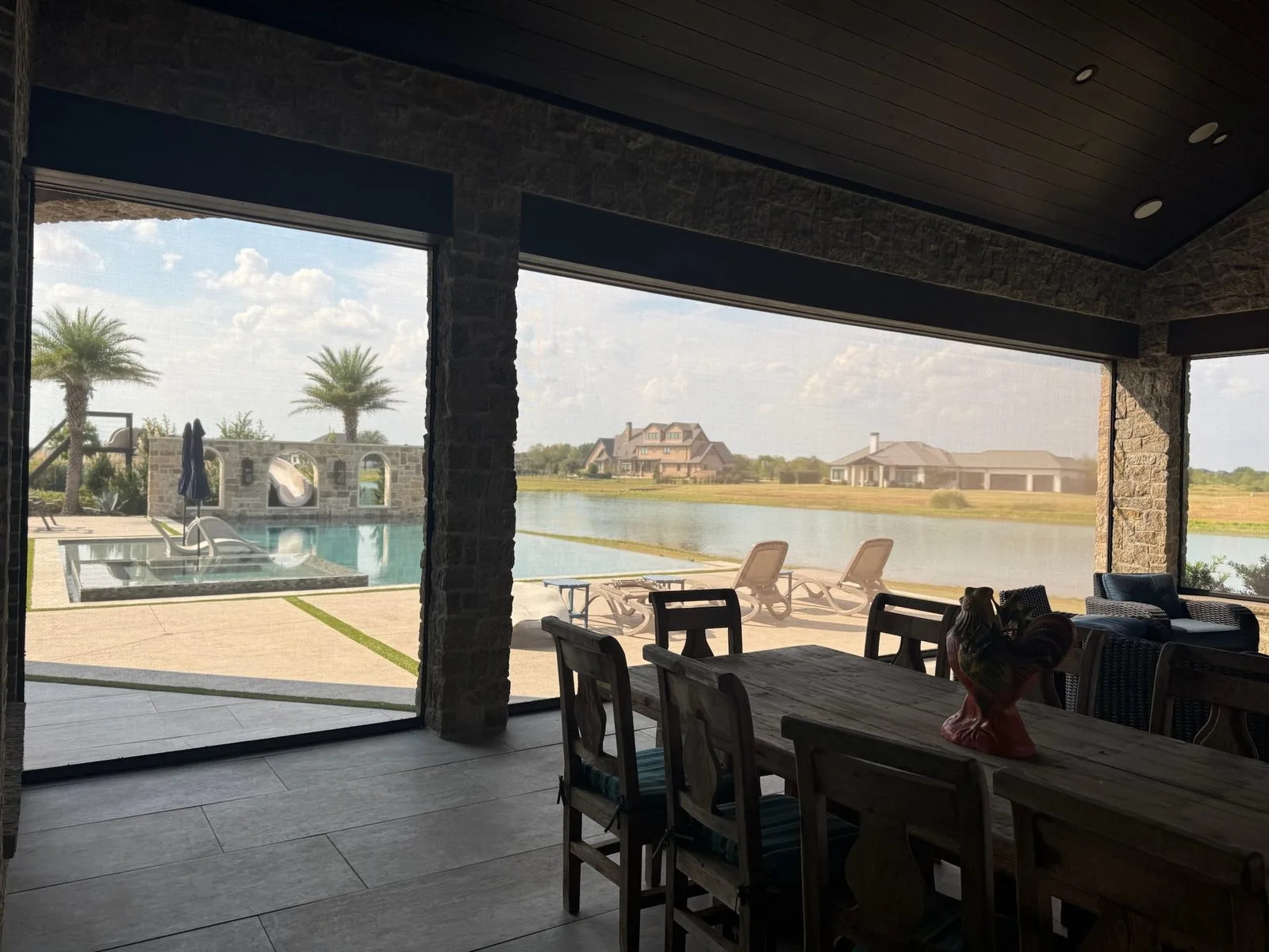 Lake view patio with TMAX shades